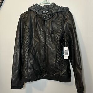 NWT Mo-Ka Leather Jacket with Hood